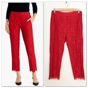 J Crew Red Lace Crop Pants